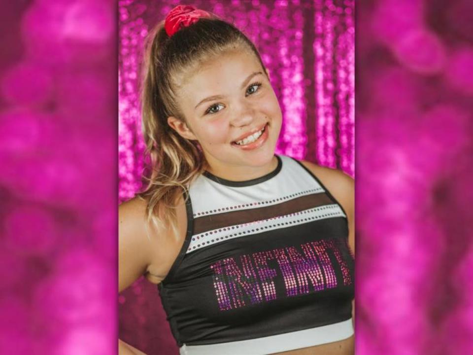 Tristyn is seen in her cheer uniform (Bailey family)