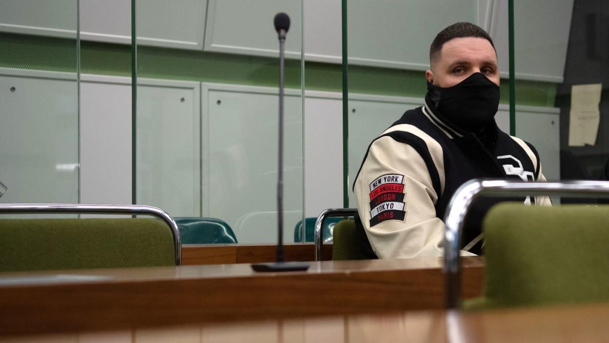 Rapper Fler, bürgerlich Patrick Losensky, im Januar 2021 im Gerichtssaal.