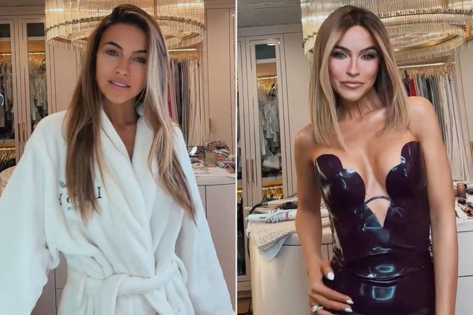 <p>Chrishell Stause/TikTok</p> Chrishell Stause shows off her hair before and after on TikTok