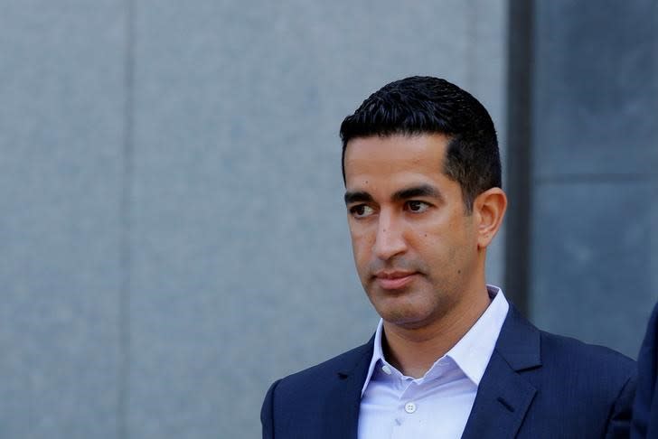 Sanjay Valvani departs Federal Court after a hearing following his arrest in New York, U.S., June 15, 2016.  REUTERS/Lucas Jackson 