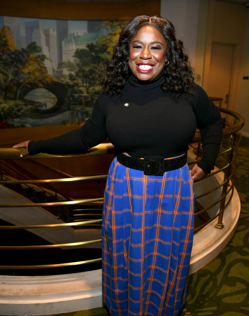 <p>Uzo Aduba smiles wide on May 12 at the 75th Annual Tony Awards Meet the Nominees press event at the Sofitel New York.</p>