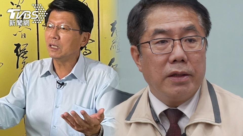 國民黨台南市長參選人謝龍介、民進黨台南市長參選人黃偉哲。（圖／TVBS）