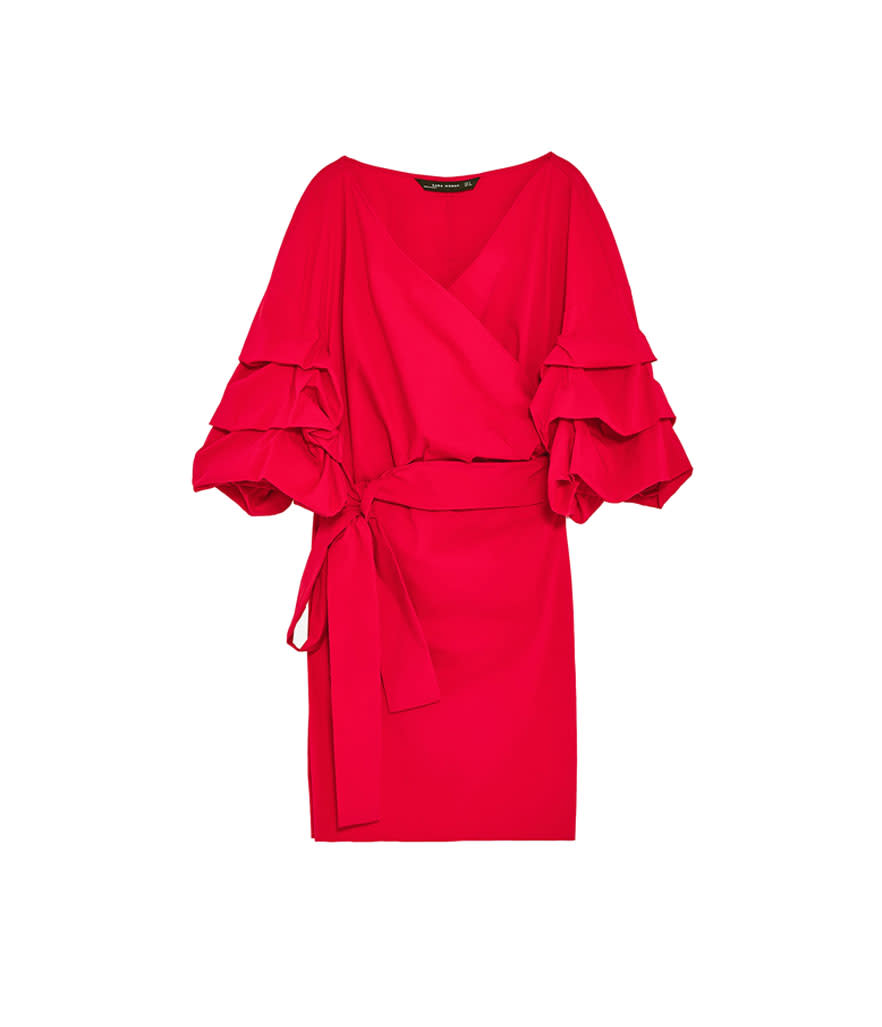 <p>Zara minidress with ruffled sleeves, $50,<a rel="nofollow noopener" href="https://www.zara.com/us/en/collection-aw-17/woman/dresses/mini-dress-with-ruffled-sleeves-c269185p4652587.html" target="_blank" data-ylk="slk:zara.com;elm:context_link;itc:0;sec:content-canvas" class="link "> zara.com</a> </p>