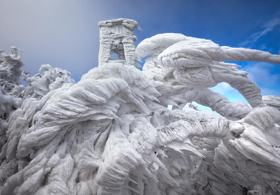 ***EXCLUSIVE***JAVORNIK, SLOVENIA - DECEMBER 9: Ice formations are seen on the arctic landscape on Mount Javornik on December 9, 2014 in Javornik, Slovenia.*GC*