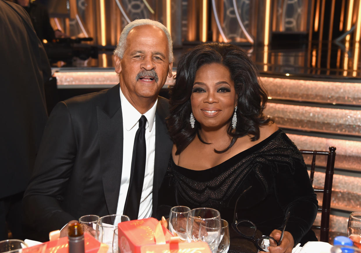 Stedman Graham was by Oprah Winfrey’s side when she was honored at the Golden Globes in January. However, they skipped the red carpet. (Photo: Michael Kovac/Getty Images for Moët & Chandon)