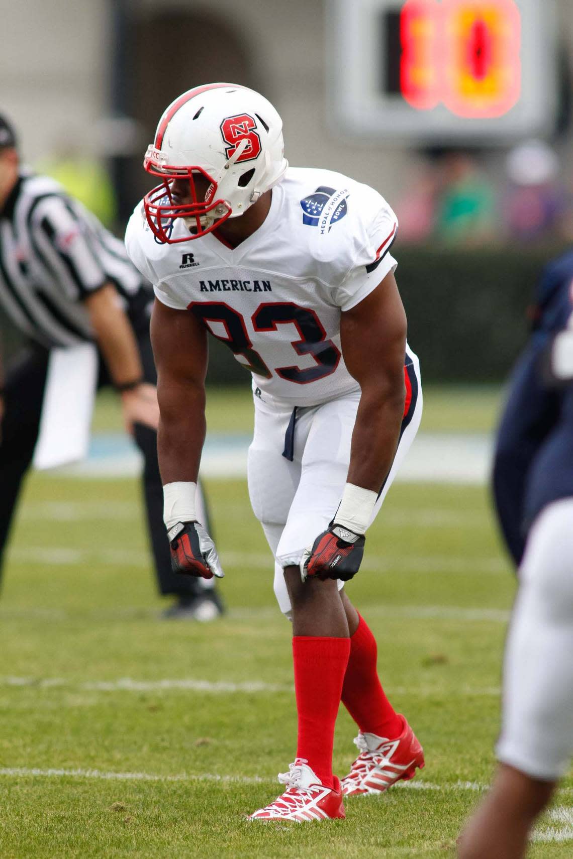 N.C. State’s Asa Watson participates in the 2014 Medal of Honor bowl held at Johnson Hagood Stadium in Charleston, S.C. Jeremy Brevard-USA TODAY Sports