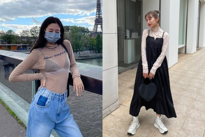 透膚上衣 圖片來源：IG@jennierubyjane(左)、wear.jp@aminmo(右)