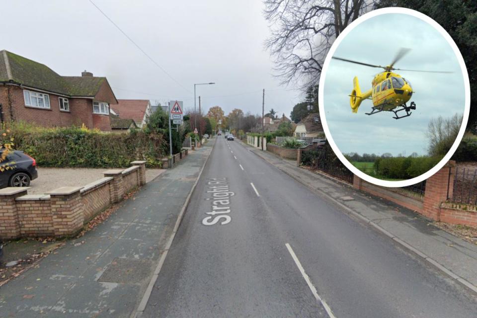 A motorcyclist was airlifted to hospital after a serious crash in Colchester i(Image: Google Maps/Newsquest)/i