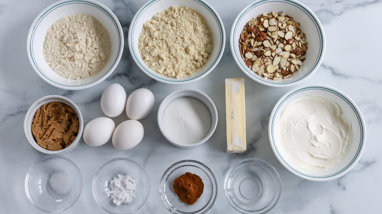 ingredients for gluten-free almond coffee cake