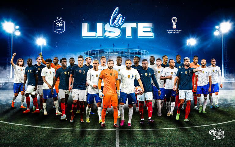 La lista de convocados de la selección de Francia para disputar la Copa del Mundo 2022