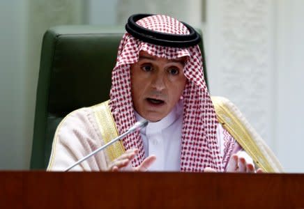FILE PHOTO: Saudi Arabia's Foreign Minister Adel bin Ahmed Al-Jubeir speaks during a news conference at the Ministry of Foreign Affairs in Riyadh, Saudi Arabia November 15, 2018. REUTERS/Faisal Al Nasser