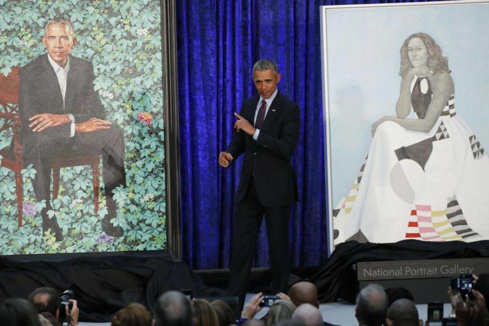 The former president said he felt his portrait was ‘pretty sharp’ (Reuters)