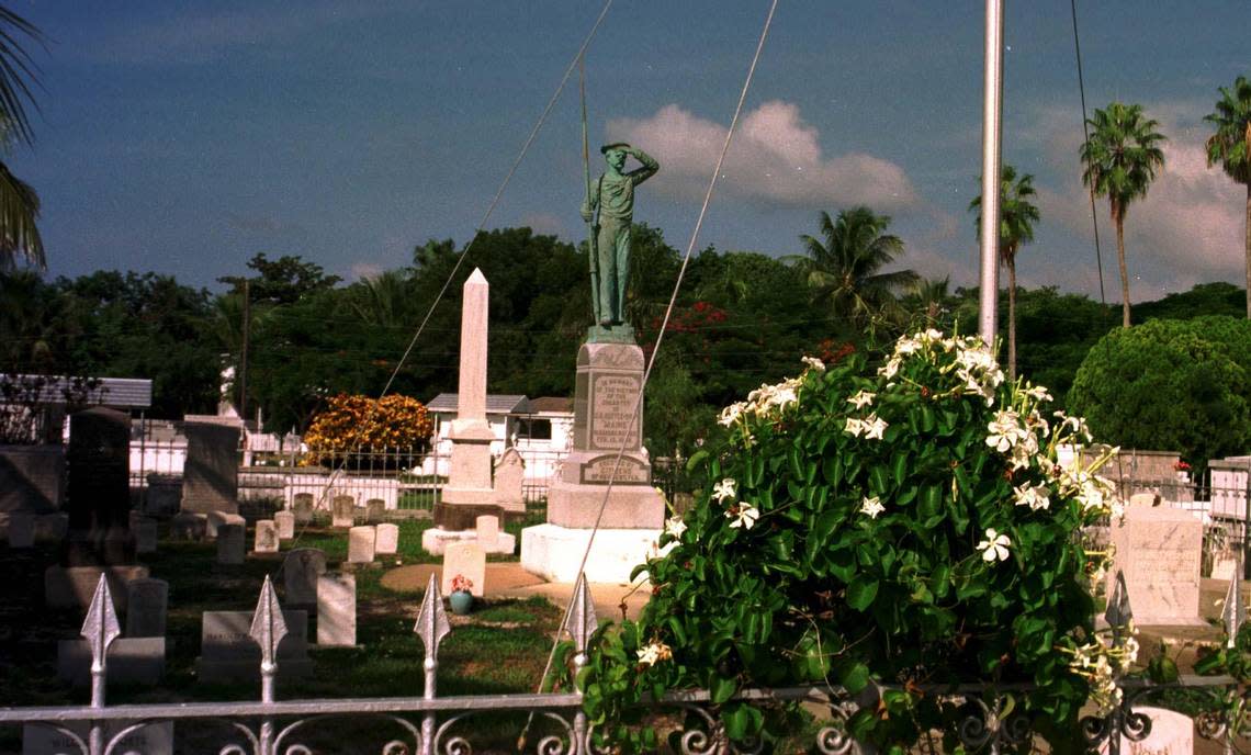 The U.S.S. Maine memorial plot is one of the most historically significant aspects of the Key West Cemetery.