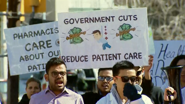 Pharmacists rally against new provincial funding structure