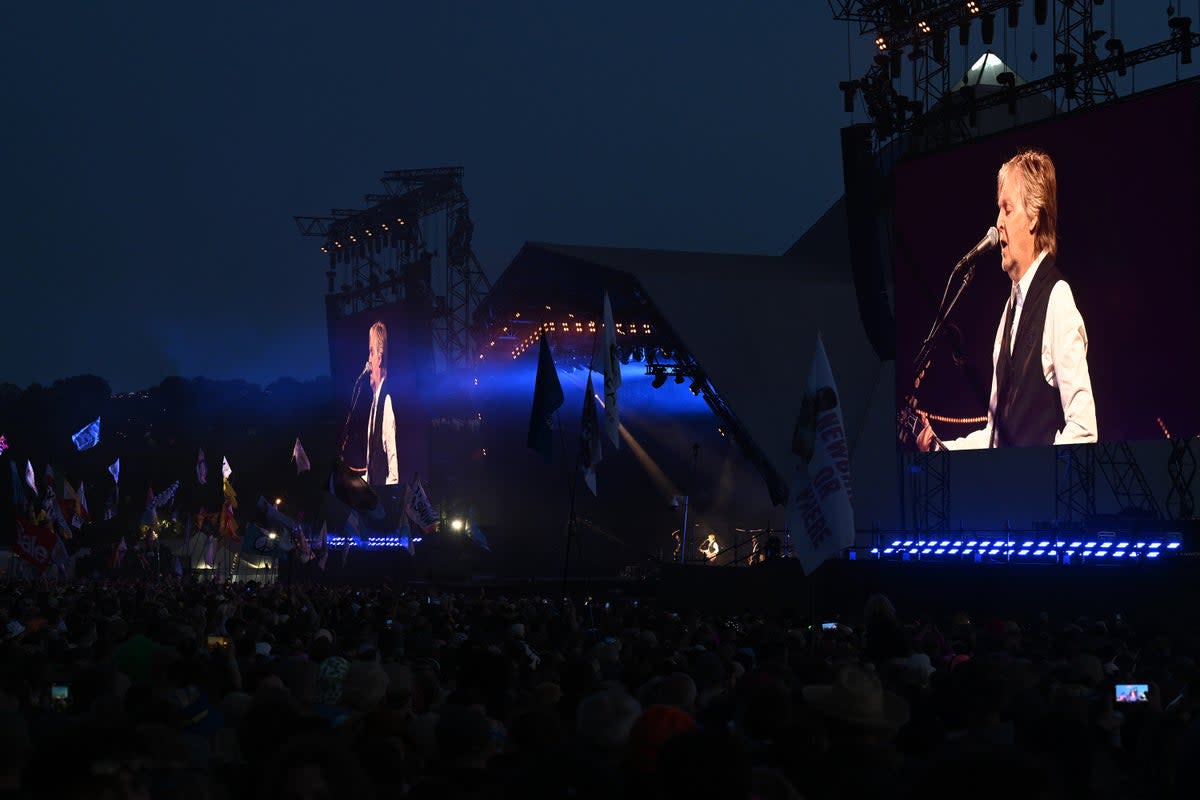 Paul McCartney performs on the Pyramid Stage stage (Getty Images)