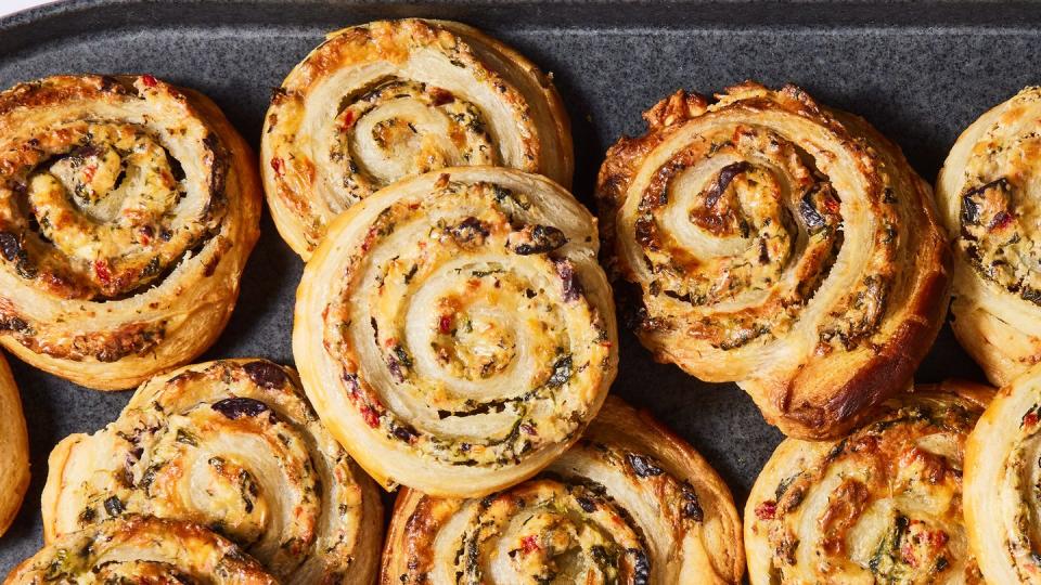 mediterranean pinwheels with feta, olives, and red peppers