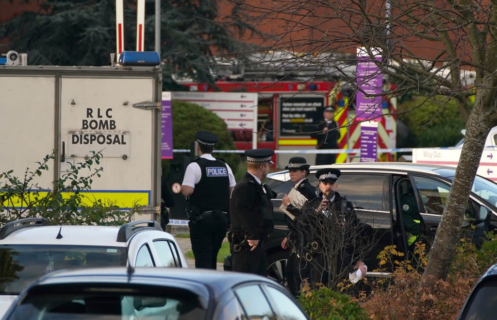 Emergency services outside Liverpool Women’s Hospital on Sunday (Peter Byrne/PA) (PA Wire)