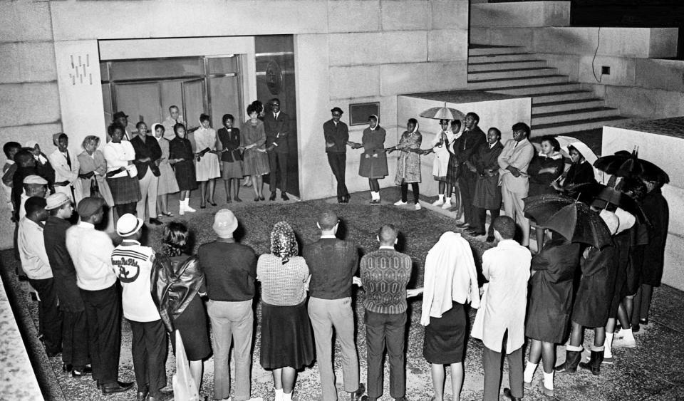 Several hundred Nashville residents, grief-stricken at the assassination of the man they revered as their greatest champion, stood in pelting rain on the steps of the state Capitol on Nov. 22, 1963, and silently prayed for late President John F. Kennedy and his family.