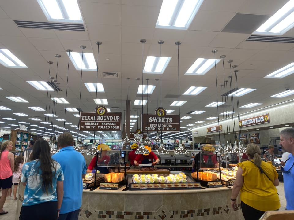 Aisles and hot food displays at Buc-ee's