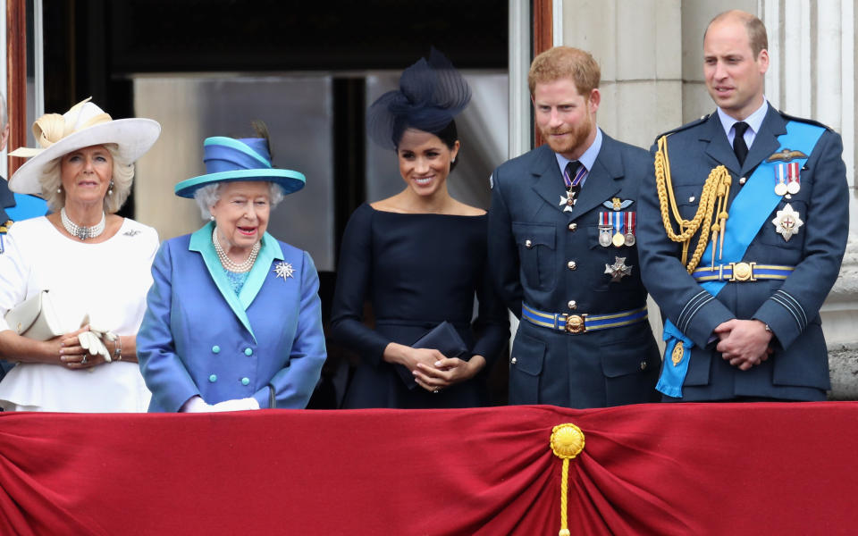 Meghan Markle stood pride of place on the royal balcony beside the Queen. Photo: Getty Images