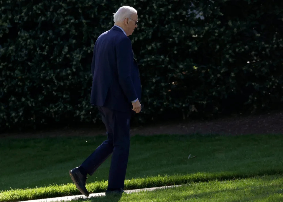 US president Joe Biden arrives at the White House in Washington, DC, on 13 April 2024 (AFP via Getty Images)