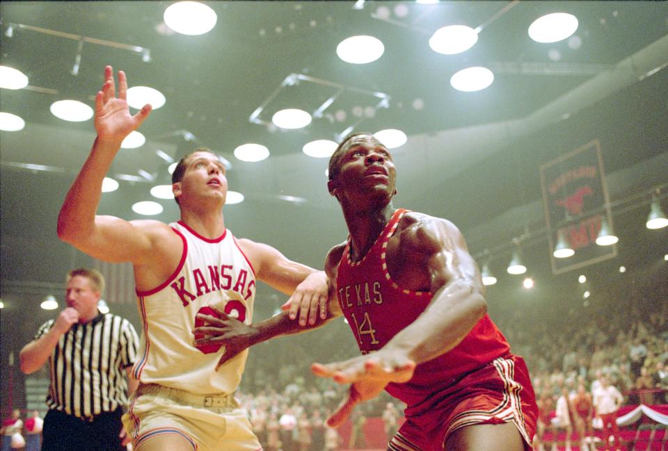 Derek Luke (right) stars as Texas Western point guard Bobby Joe Hill in the period drama "Glory Road."