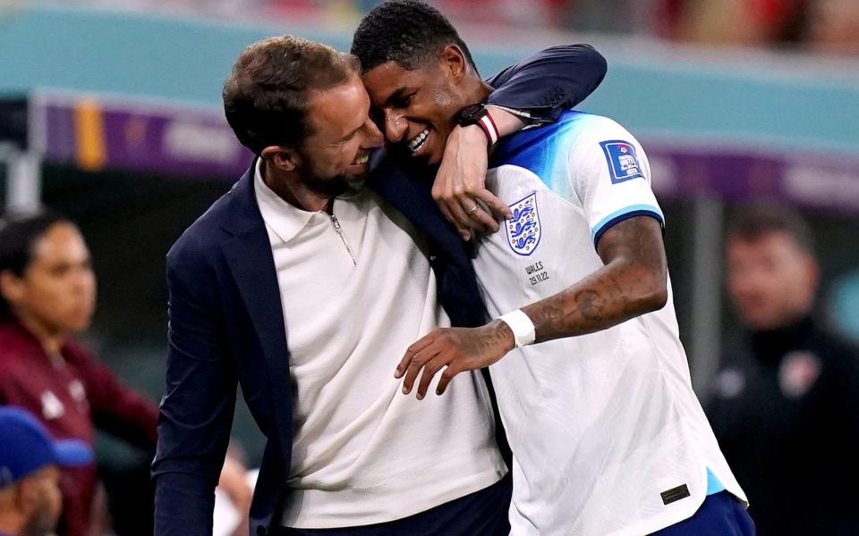 England manager Gareth Southgate with Marcus Rashford