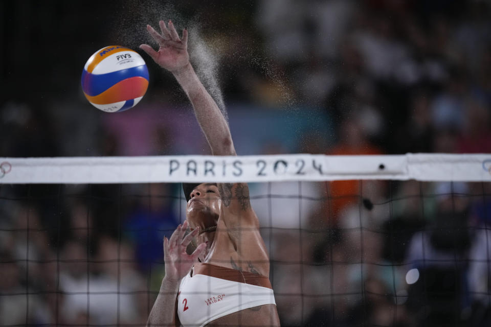 Brazil beats Canada in tense threeset women's beach volleyball gold