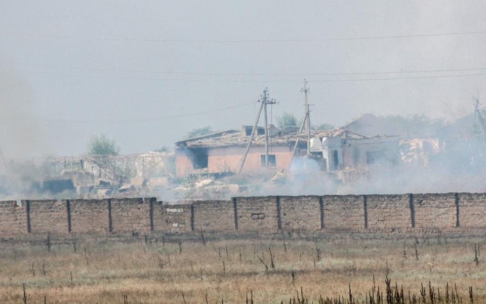 Russia's defence ministry said a fire that set off explosions at a munitions depot in Moscow-annexed Crimea was caused by an act of 'sabotage' - STRINGER/AFP via Getty Images