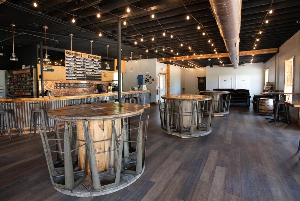 The tap room at the new location of the Beardless Brewhaus in Milton on Wednesday, Nov. 9, 2022.