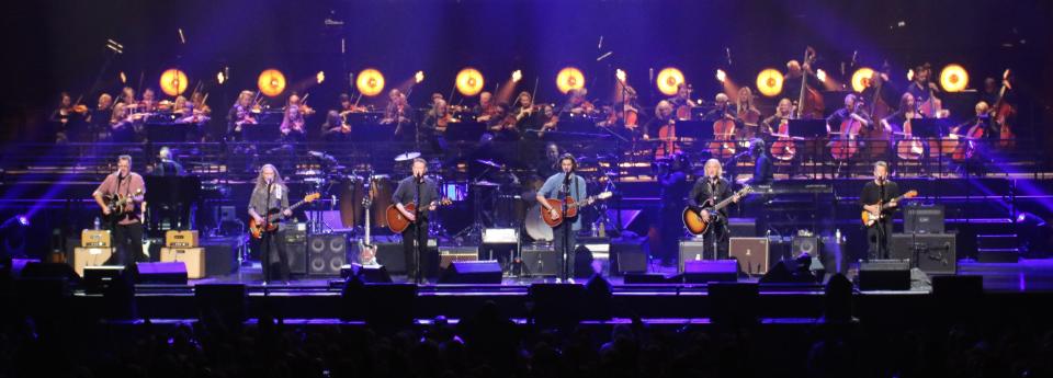 Eagles members Vince Gill, Timothy B. Schmit, Don Henley, Deacon Frey and Joe Walsh during a special “Hotel California” concert in Las Vegas in October 2019.