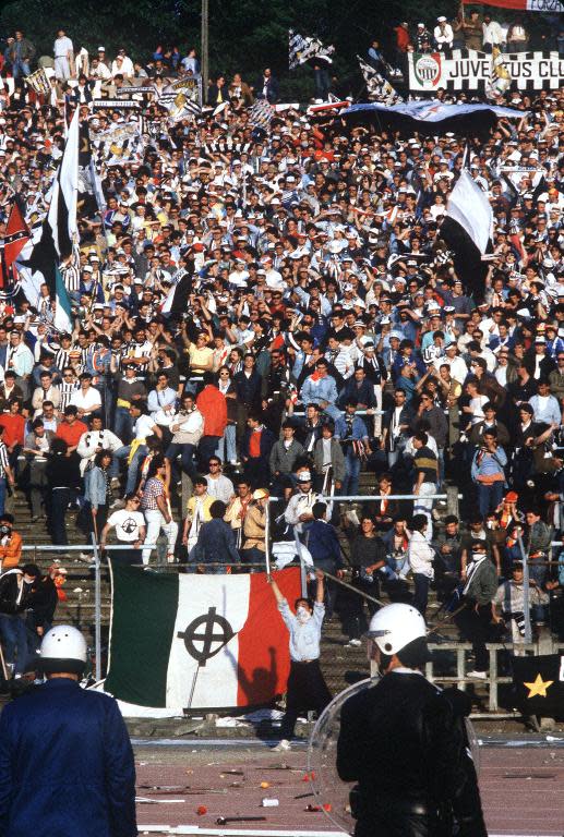 Fans at Heysel stadium in Brussels on May 29, 1985