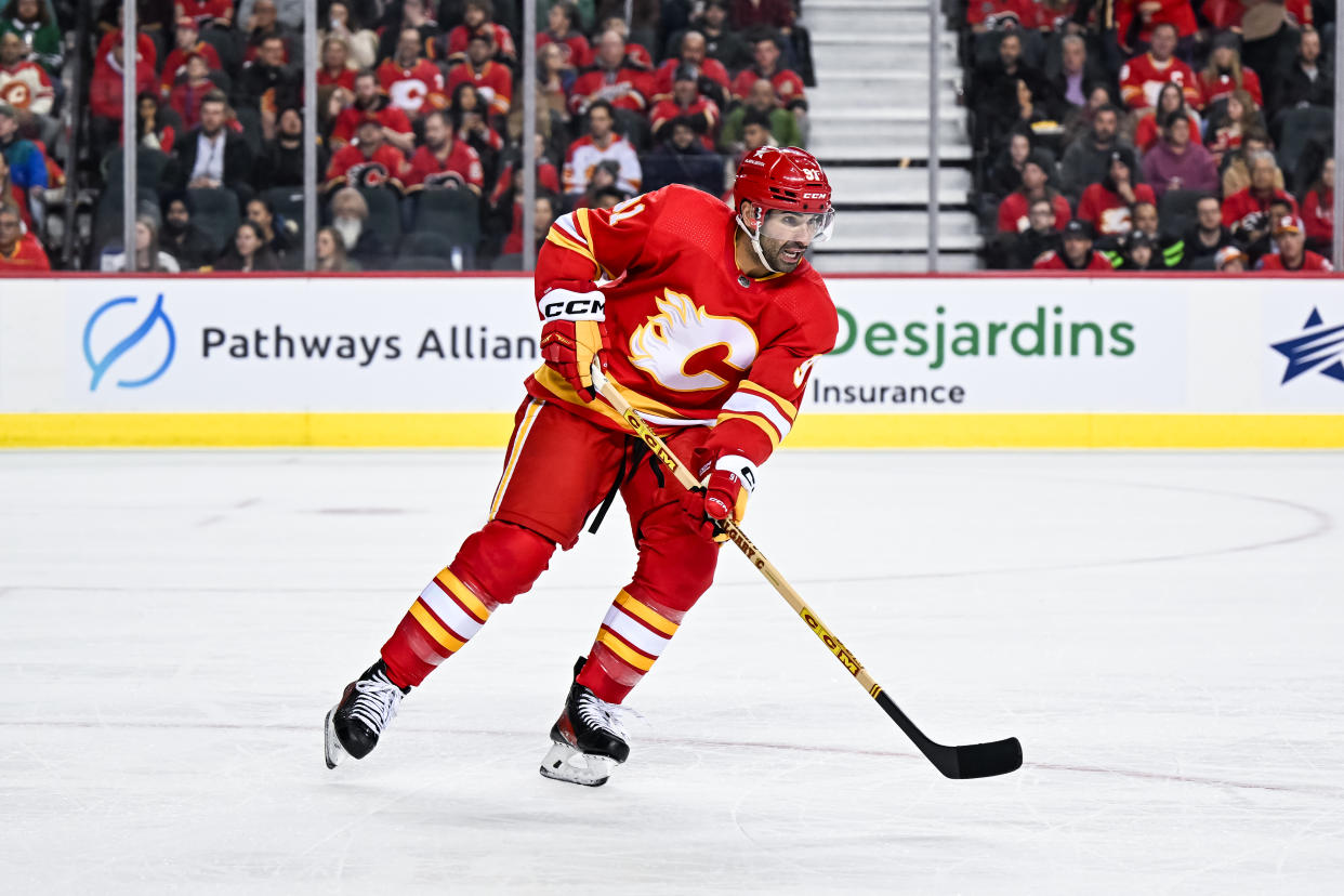 Calgary Flames Center Nazem Kadri (91). (Photo by Brett Holmes/Icon Sportswire via Getty Images)