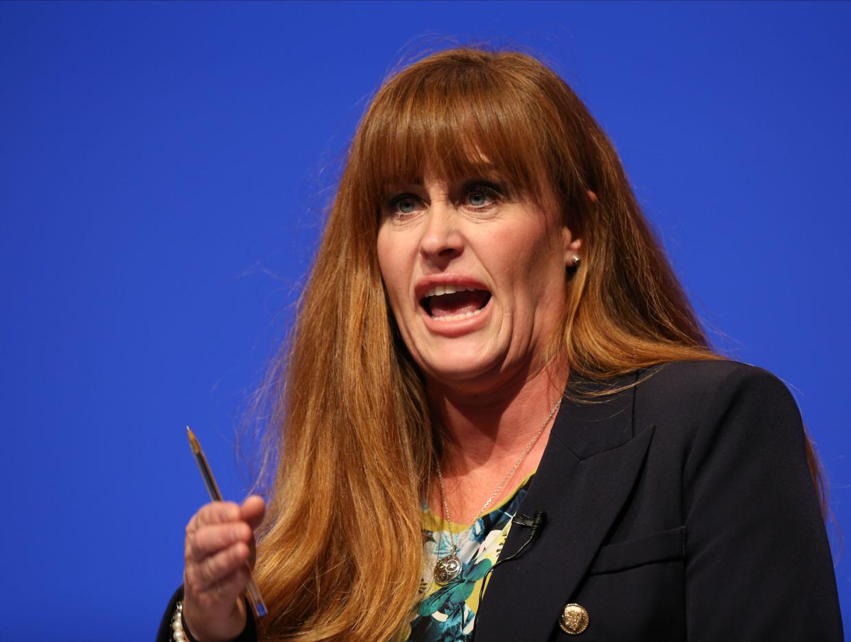 Birmingham, UK. 4 October, 2022. Minister of State for School Standards Kelly Tolhurst speaks during the Conservative Party's annual conference at the International Convention Centre in Birmingham. Picture date: Monday October 4, 2022. Credit: Isabel Infantes/Empics/Alamy Live News
