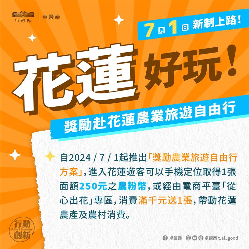 行政院長卓榮泰今（1）日在臉書po出７月新制圖卡讓民眾清楚了解。（圖／翻攝自卓榮泰臉書)