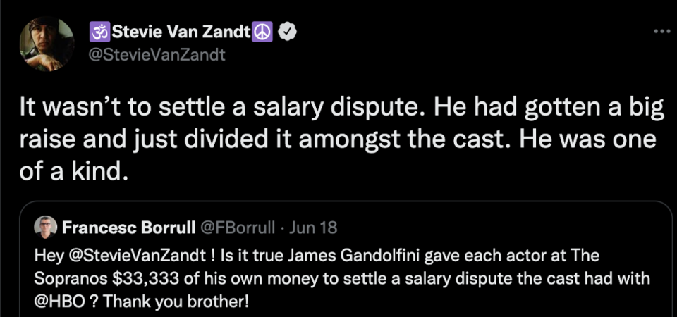 Steven Van Zandt clarified a heartwarming James Gandolfini story on Twitter (Twitter)