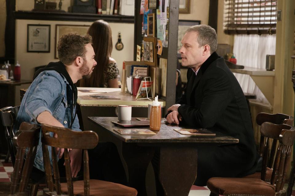 Friday, May 3: Nick warns David that Shona overheard them discussing the stolen money