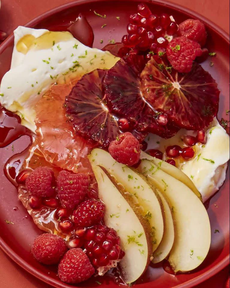 Red Citrus Salad with Berries, Pears and Pomegranates