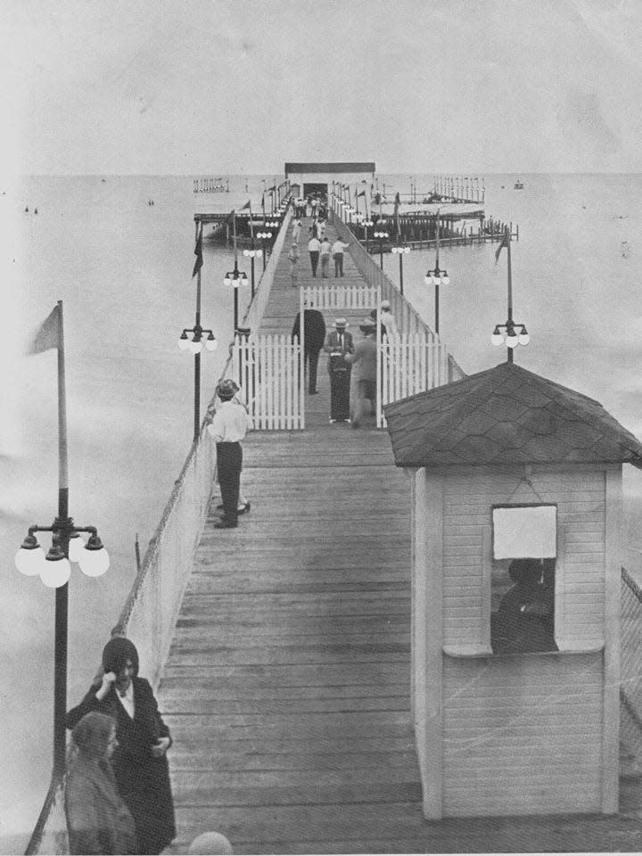 The Luna Pier, built in what was originally known as Lakewood, along the shore of Lake Erie in the mid-1920s, is pictured. The area was a popular dancing venue well into the 1940s. Age, World War II rations, and a winter ice storm led to the collapse of the pier in 1948.