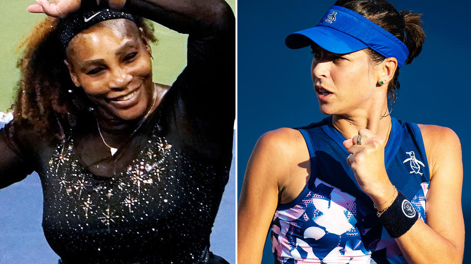 Ajla Tomljanovic and Serena Williams, pictured here in action at the US Open.