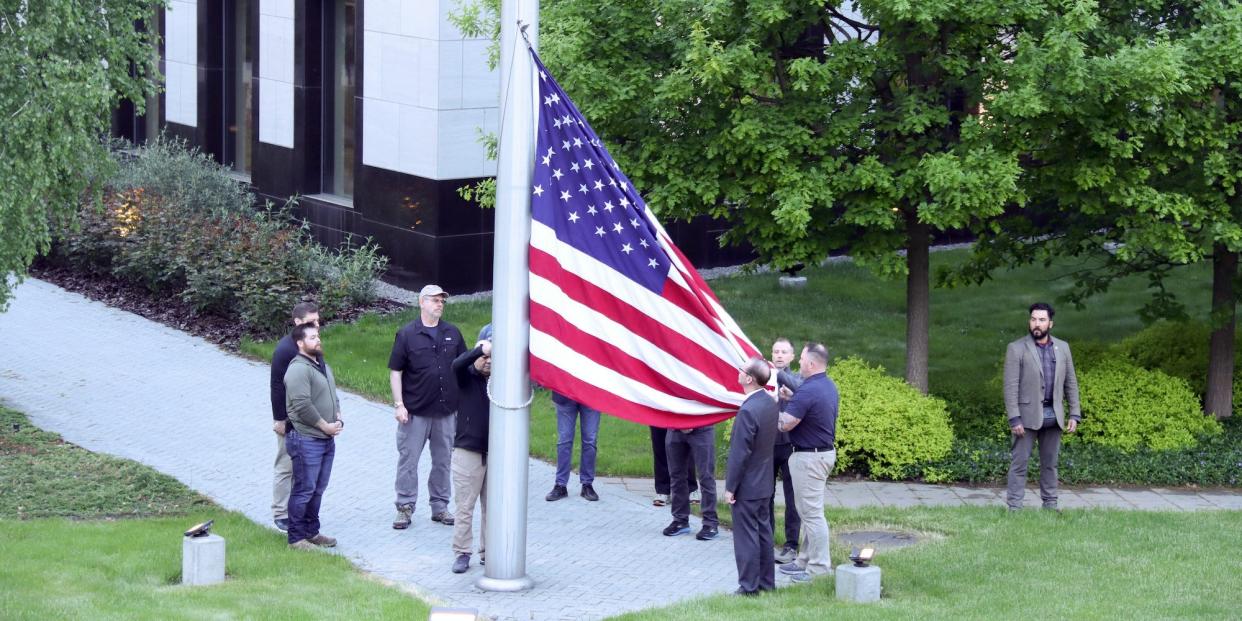 US flag embassy Kyiv Ukraine