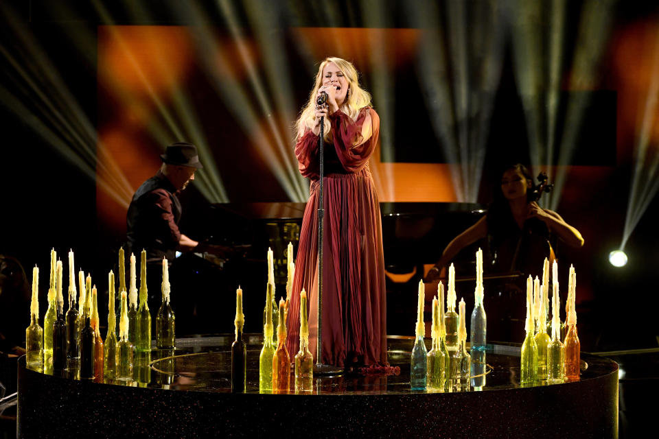 Underwood performing her single, "Spinning Bottles."&nbsp; (Photo: Kevin Winter via Getty Images)