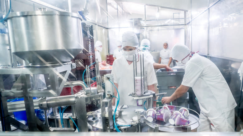 workers in dairy factory