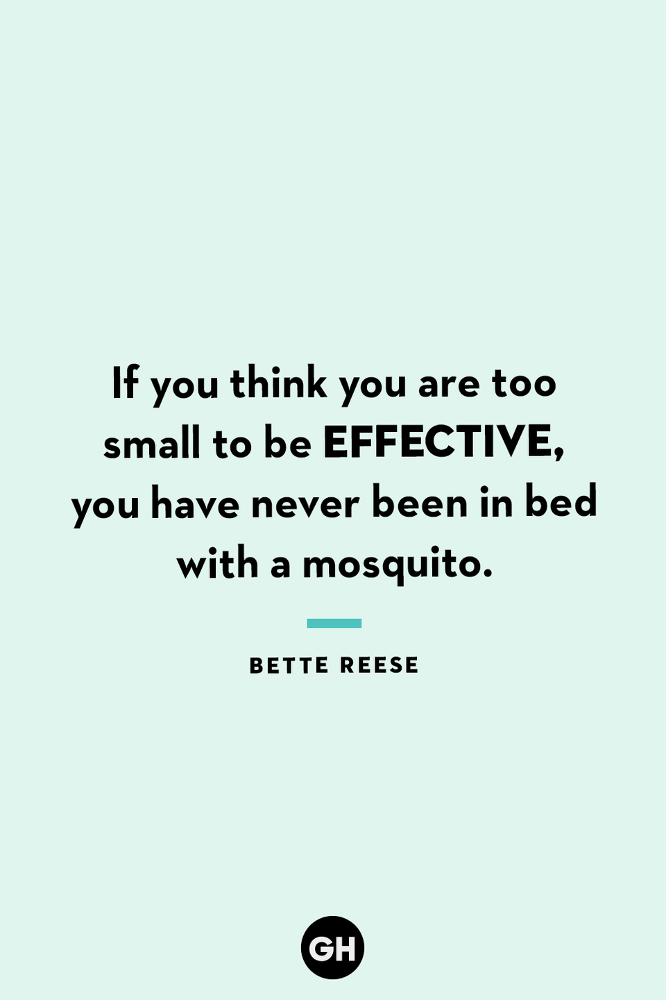 <p>If you think you are too small to be effective, you have never been in bed with a mosquito.</p>