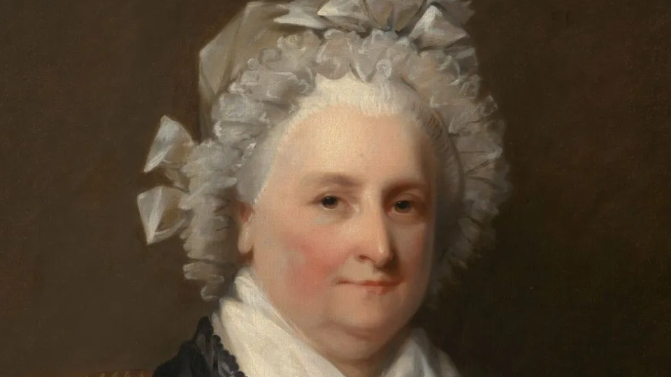 El retrato de la primera esposa de un presidente, Martha Washington, tiene un aire de madre de la nación