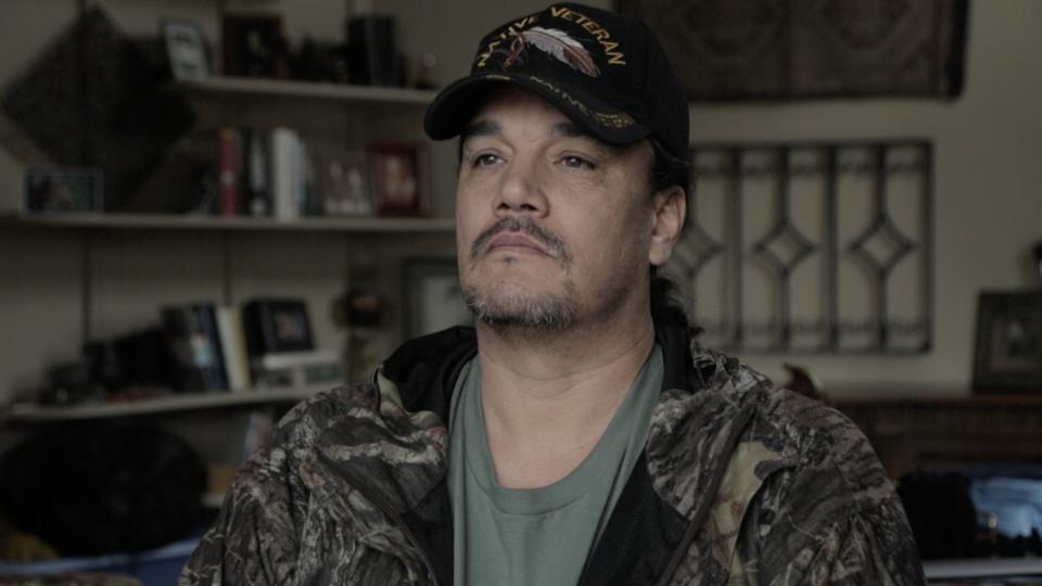 Rattler, legal name Michael Markus, is a 46-year-old Marine veteran who is the descendant of Chief Red Cloud, the Lakota leader who signed the 1868 Ft. Laramie Treaty. (Photo: Jonathan Klett, Liminal Films)