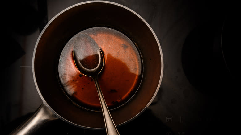 sauce pan filed with liquid