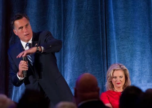 US Republican presidential candidate Mitt Romney speaks at a fundraiser in Dallas on September 18, 2012. Romney's electoral chances took another hit as secretly-shot video footage showed him dismissing Palestinians and saying there was no point in pursuing Middle East peace