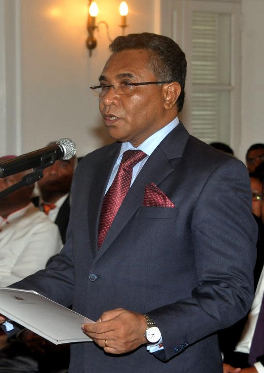 East Timor's new Prime Minister Rui Araujo takes his oath during a ceremony in Dili on February 16, 2015