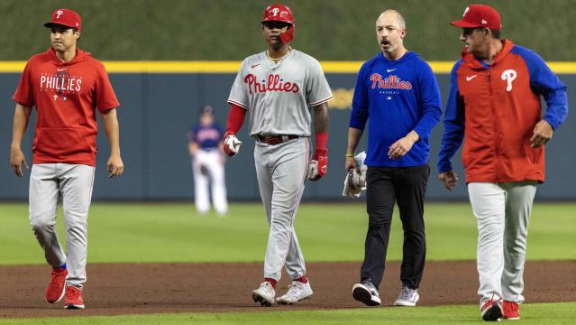 Philadelphia Phillies' Cristian Pache plays during a baseball game